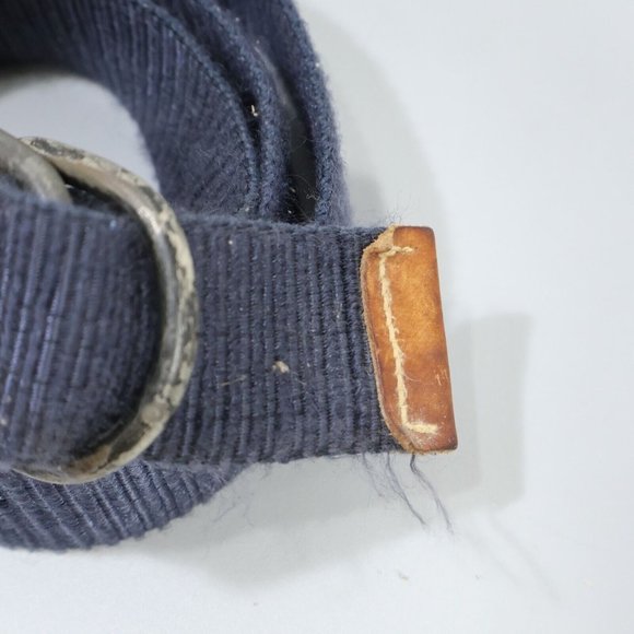 Vintage Embroidered Moose Belt Men's L Double D Ring Blue Gold Brown Leather - Picture 4 of 7